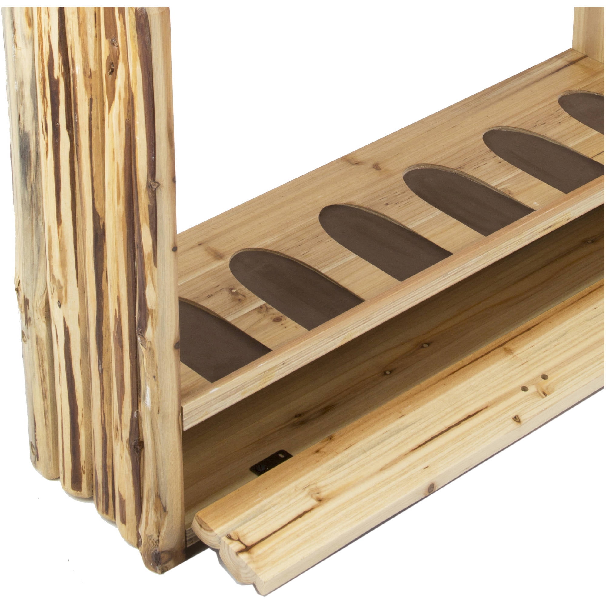 Rush Creek Creations Rustic Pine 6-Gun Floor Rack w/Storage