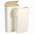thumbnail image 1 of Cesto para ropa sucia Foluck Slim, 60 L, impermeable con tapa, color beige, 1 of 6
