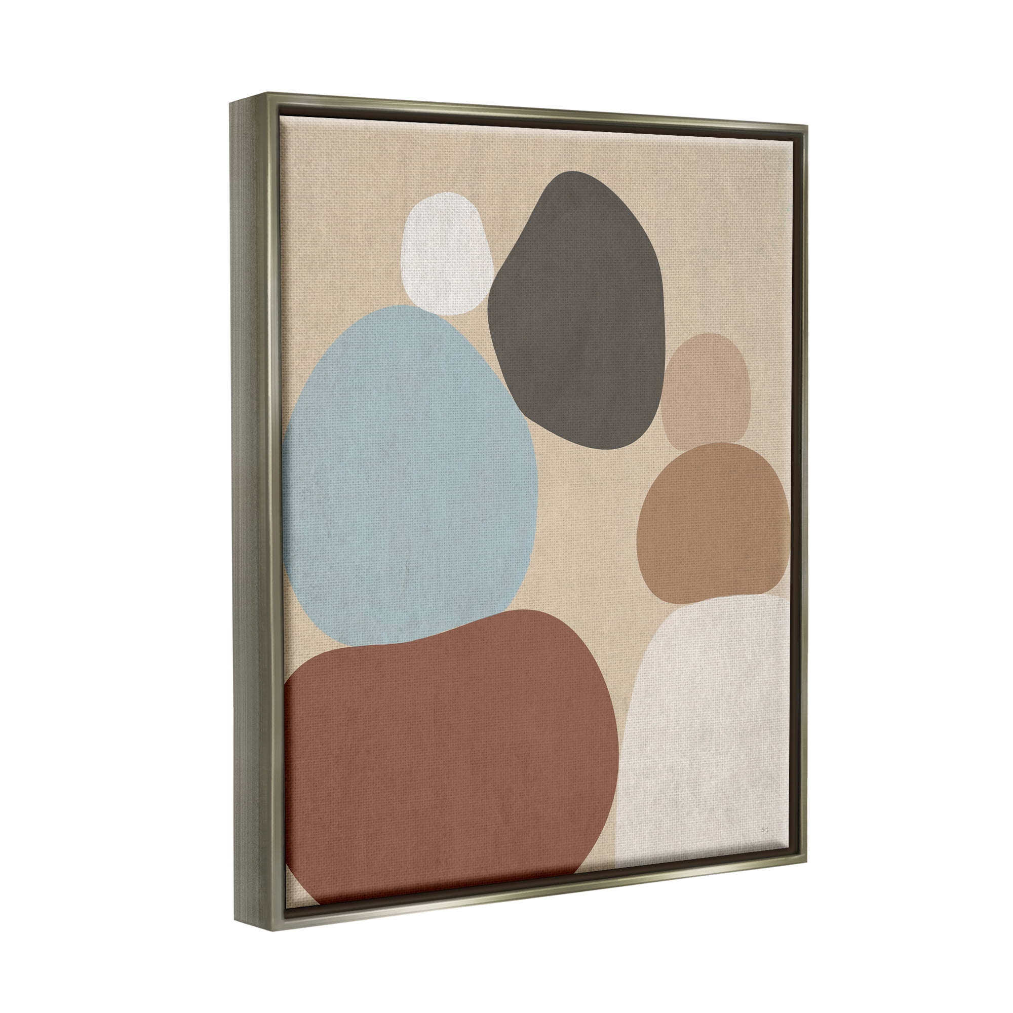 Stupell Industries Neutral Boho Contemporary Rocks Abstract Painting Gray Floater Framed Art Print Wall Art