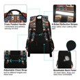 thumbnail image 4 of FORMRS Unisex Backpack Elementary School Travel Bookbag with Reflective Stripes, Blue Geometric Eagle, 4 of 7