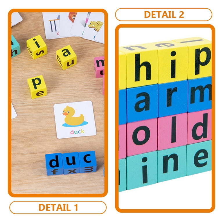 Boy Building Blocks Spelling