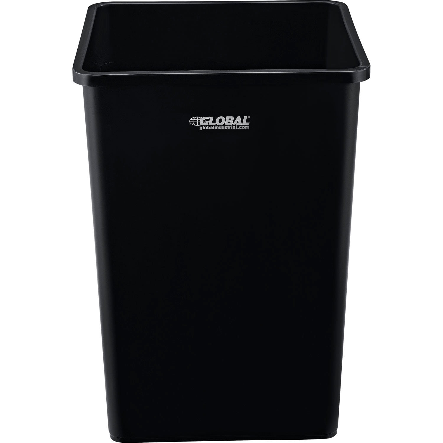 Global Industrial Square Plastic Garbage Can, Black, 35 Gallon