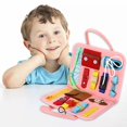 thumbnail image 1 of Tablero ocupado para niños , juguete sensorial Montessori, tablero de actividades para niños, básicas de motricidad fina para Rosado, 1 of 8