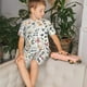 thumbnail image 4 of Balery Watercolor Floral Conjunto de Pijama Infantil de Manga Corta con Estampado – Ropa de Dormir de Algodón Suave-3X-Large, 4 of 6
