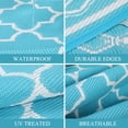 thumbnail image 4 of HIWEAVER 10' x 14' Light Blue Outdoor Rug PP Plastic Straw Woven Waterproof Patio Rug with Border Portable Outside Carpet for Balcony Deck Picnic Garden Decor, 4 of 6