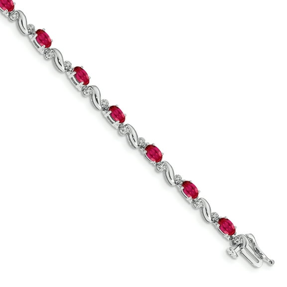Primal Gold 10 Karat White Gold Diamond and Ruby Bracelet