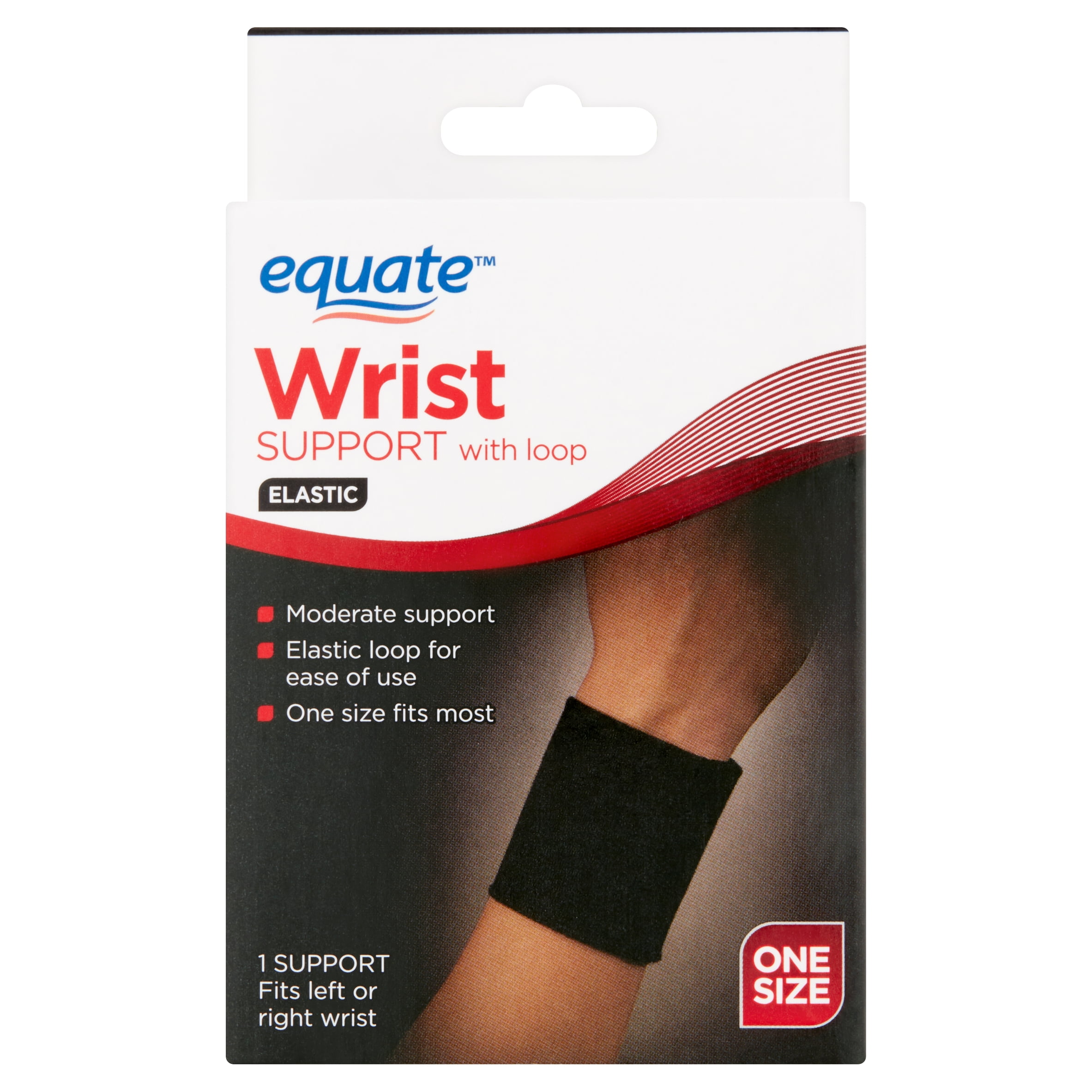 Equate Elastic Wrist Support with Loop, Black, One Size