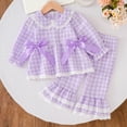 thumbnail image 2 of CAUYDY 2T-5T Toddler Girl Clothing Baby Sleepers Cute Long Sleeved Tee Shirt and Elastic Waist Pants 2Pcs Set Little Kids Outfits for Girls Fall Winter Sizes 2-3 Years,Purple, 2 of 7