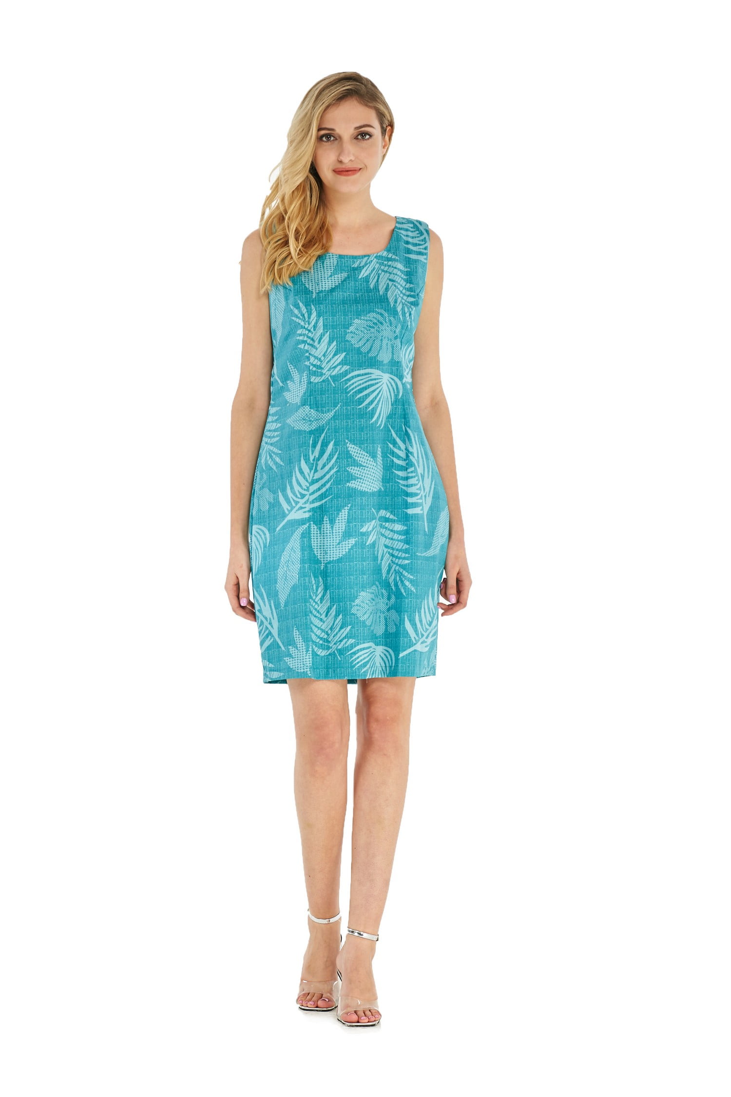 Women's Hawaiian Luau Tank Dress in Aqua Leaf Floral Print S  Walmart.com