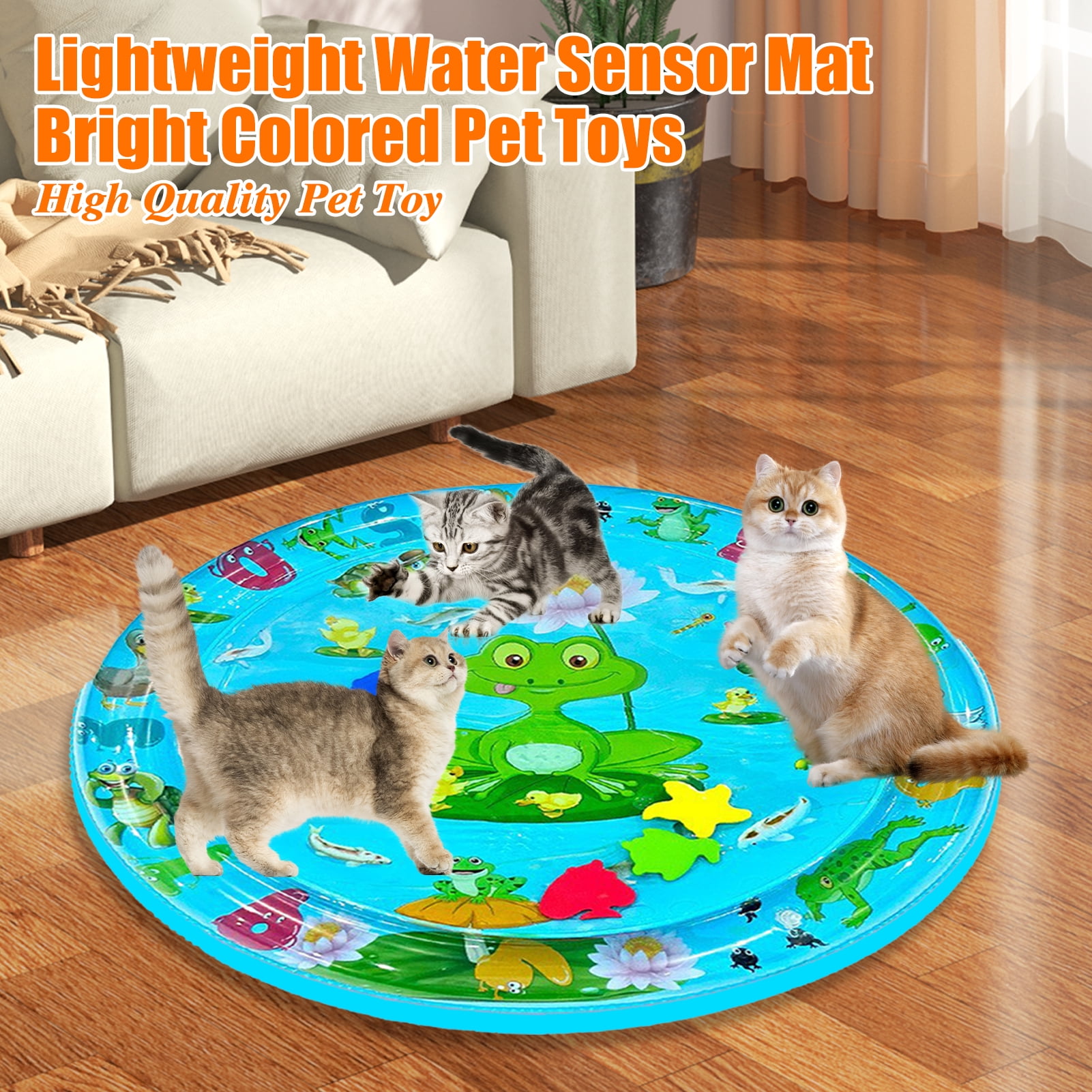Frogued Cat Play Mat Thickened Water Sensor Pet Play Mat Water Sensing Cooling Mat Toy Interactive Pet Water Sensor Pad (Type A)