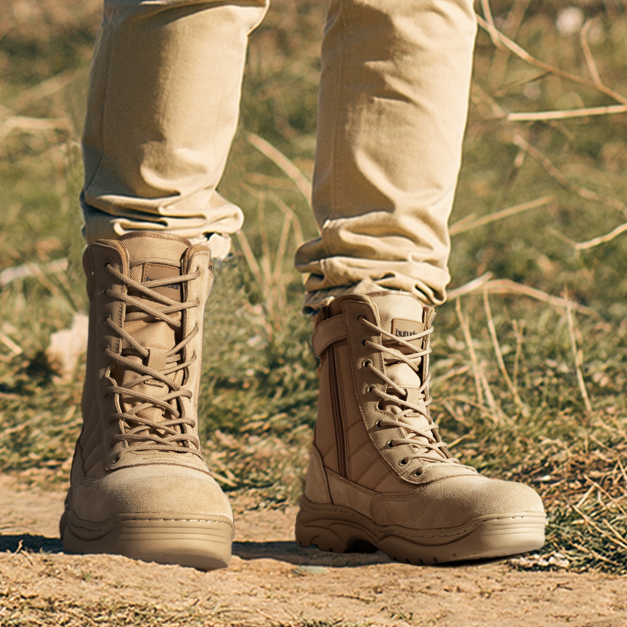 Burudani Men's Military Tactical Work Boots with Side Zipper photo 7
