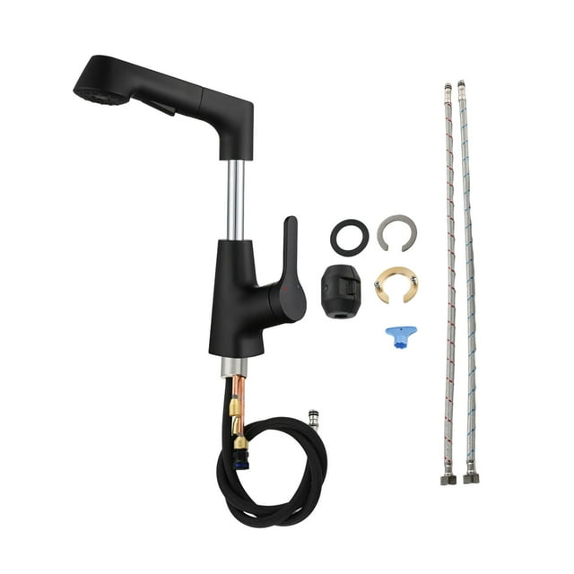 Grifos de cocina con rociador extraíble, grifo para fregadero de cocina para el hogar. Negro