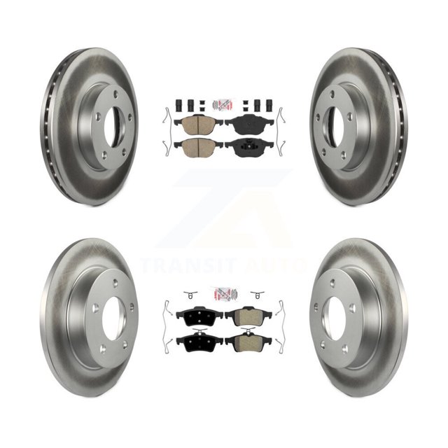 Transit Auto Front Ceramic Rear Semi-Metallic Pads and Coated Disc Brake Rotors Kit for Car Mazda 3 Sport KGA-104850