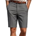 thumbnail image 2 of Men's 7-Inch Chino Dress Shorts, Straight Leg Flat Front Casual Shorts, Solid Color Business Casual Summer Golf Shorts with Button Dark Gray, 2 of 5
