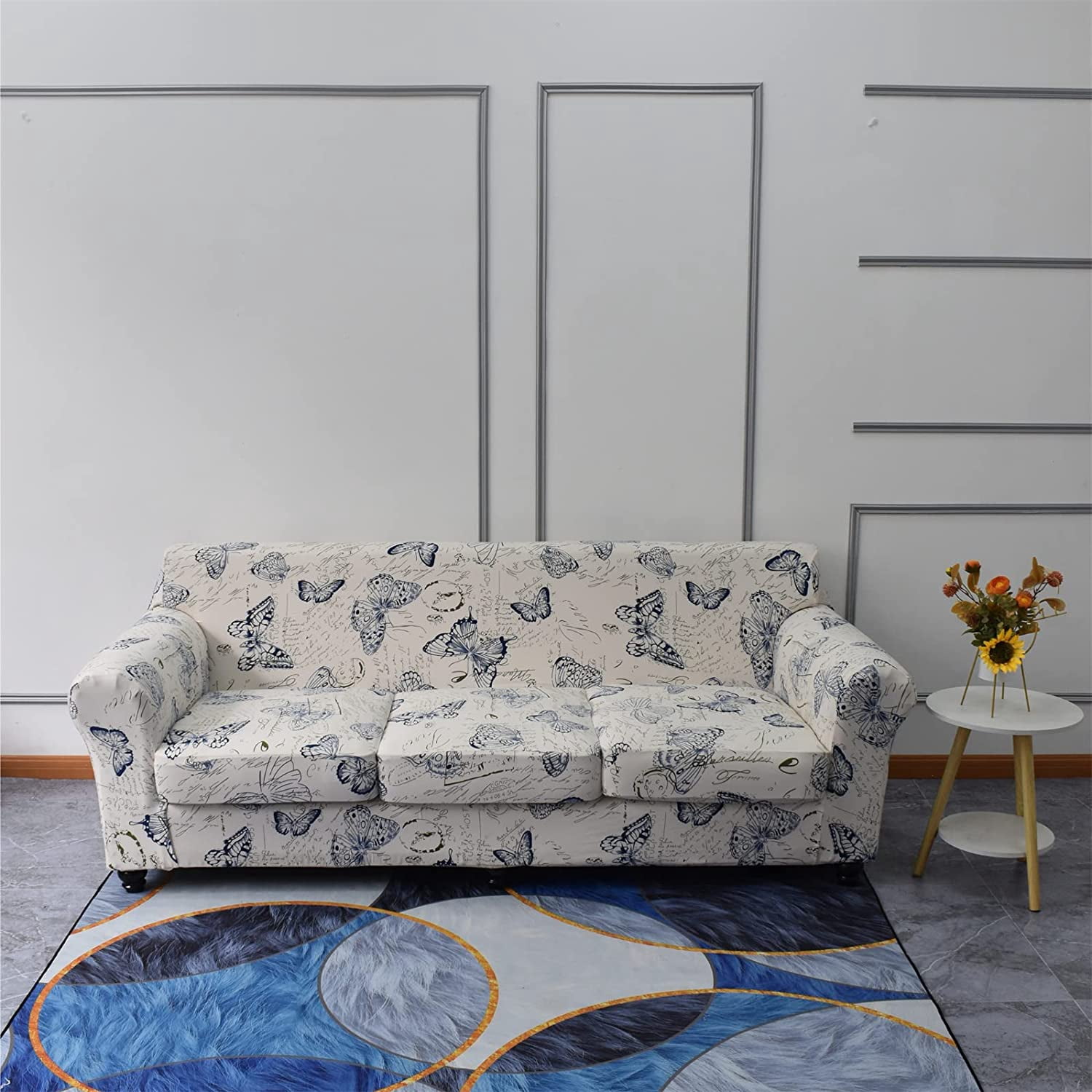 CHUNTIAN 2 Piece Chair Covers Printed Sofa Covers Couch Covers Washable Armchair Sofa Couch Slipcover Furniture Protector with Elastic Bottom for Living Room (Armchair, 20), Small