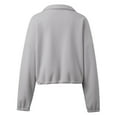 thumbnail image 6 of Bibifish Womens Jackets Stand Collar Drawstring Waist Fuzzy Full Zip Up Jackets Rib Cropped Fit Warm Soft Casual Streetwear Daily Wear Trendy Jackets, 6 of 6