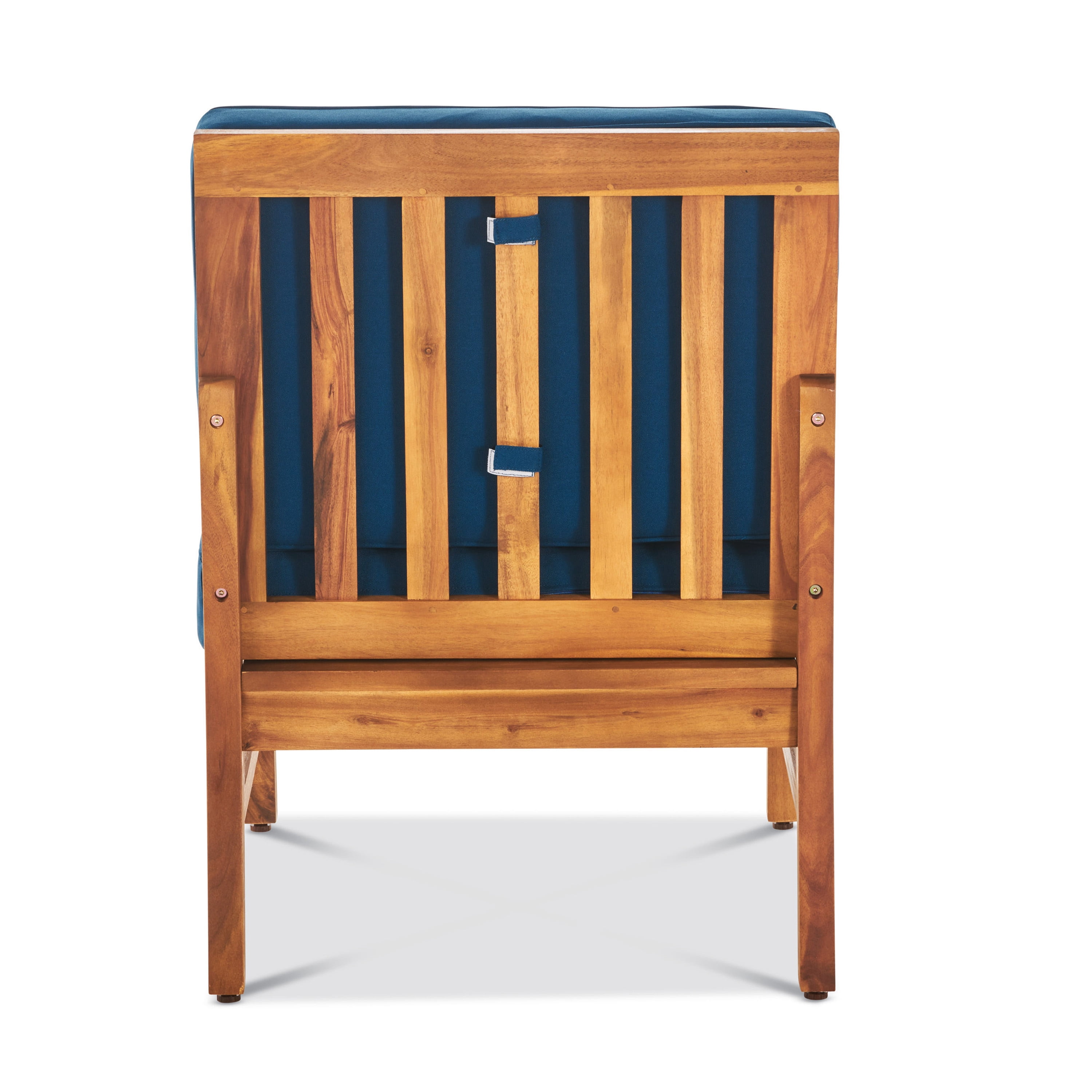 Bodhi Outdoor 3 Seater Acacia Wood Sofa and Table Set with Cushions, Teak, Blue
