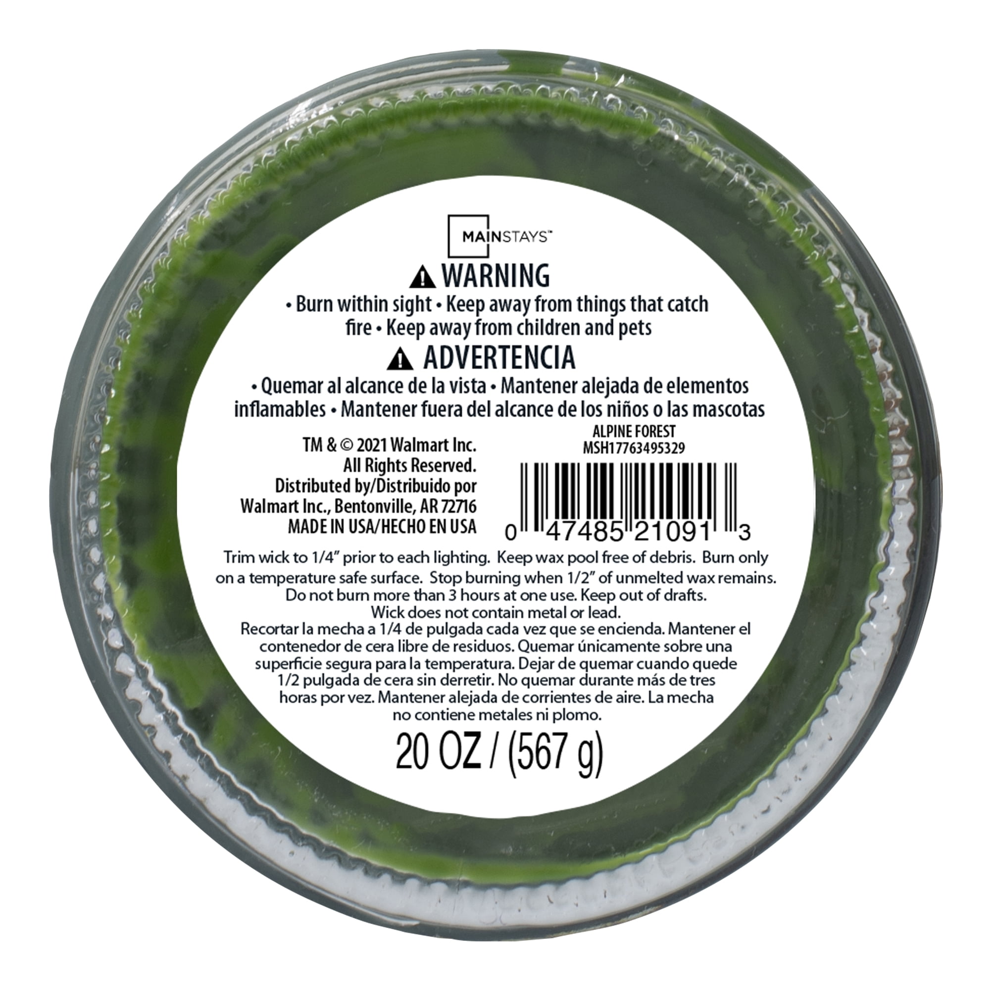 Mainstays Alpine Forest Scented Single Wick Jar Candle, 20 oz