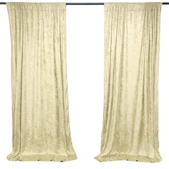 AK TRADING CO. 10 feet x 10 feet Lush Velvet Backdrop Drapes Curtains Panels with Rod Pockets - Wedding Ceremony Party Home Window Decorations - Ivory