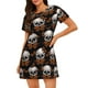 thumbnail image 1 of Balery Butterfly Skull Camisón de manga corta con cuello redondo para mujer, cómodo y elegante., 1 of 6