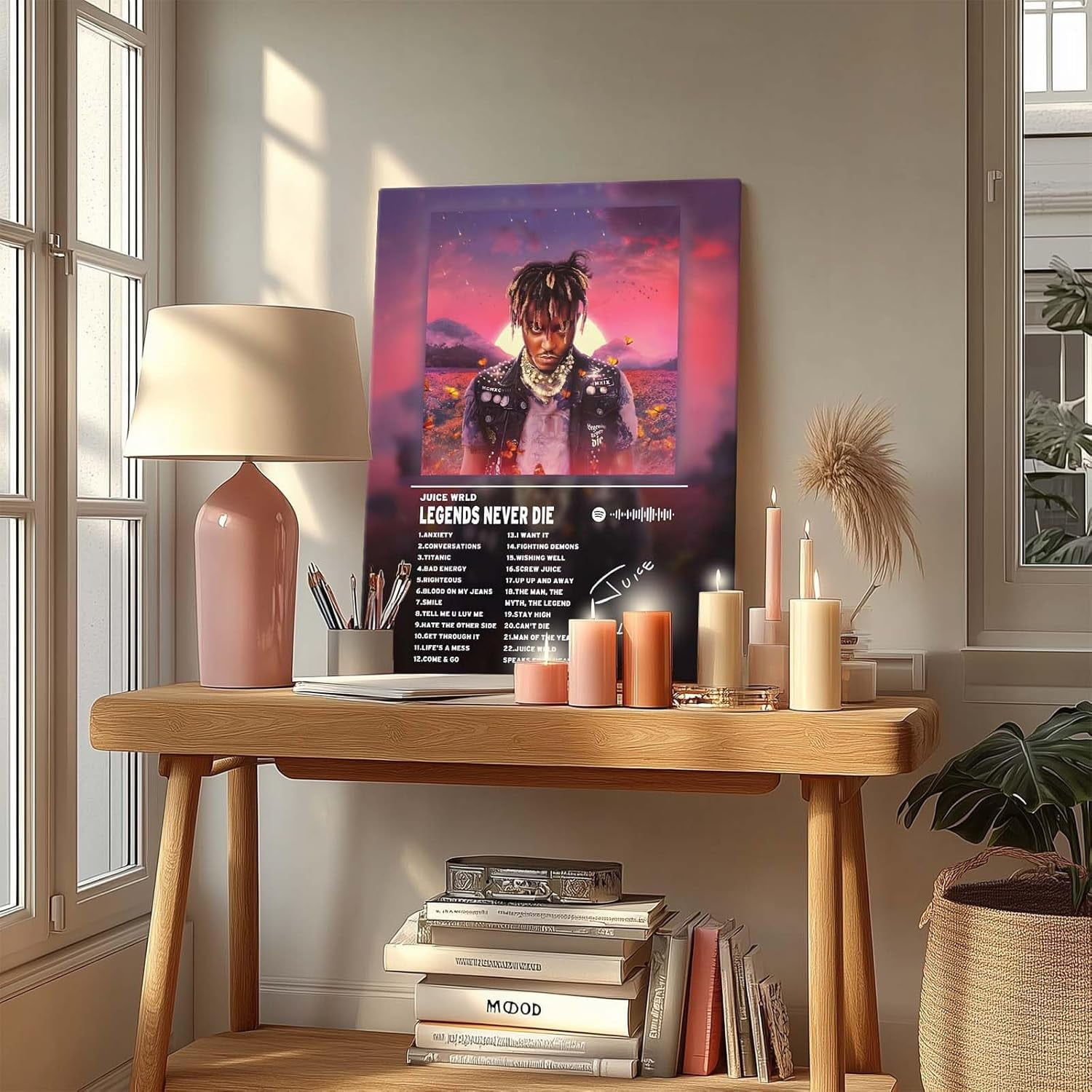 P&L Art Juice Wrld Legends Never Die Album Canvas Wall Art,Rapper Singer Album Cover and Poster Framed Print Art,Aesthetic Picture Print Art for Bedroom or Landscape Office Room Decor Gift 11x14inch