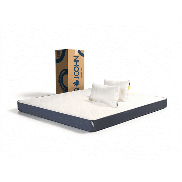 Colchón en Caja + 2 Almohadas DR JOOHN Queen Size Basic 14cm Altura Semi-Firme, Para todas las edades.