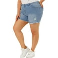 thumbnail image 6 of Agnes Orinda Women's Plus Size Ripped Raw Hem High Waist Denim Jean Short, 6 of 8