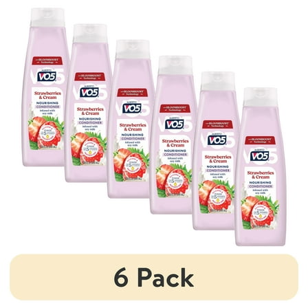 (6 pack) Alberto VO5 Strawberries & Cream Nourishing Hair Conditioner with Soy Milk, 98% Naturally Derived, Paraben Free, Vitamin-Enriched Formula for Soft, Healthy Hair