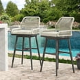 thumbnail image 5 of MEISSALIVVE Set of 2 Rattan Swivel Bar Stools, 30" Counter Height with Woven Rope Back, Cushioned Patio Bar Chairs for Kitchen, Garden, Beige, 5 of 7