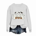 thumbnail image 4 of Womens Cropped Halloween Sweatshirts Fashion Ghost Graphic Pullover Shirts Cute Long Sleeve Trendy Clothes Beige, L, 4 of 4