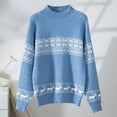 thumbnail image 3 of Women's Mock Neck Sweaters Christmas Long Sleeve Jumper Top Holiday Fall Winter Knitted Pullover Tops Blue XL, 3 of 8