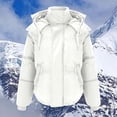 thumbnail image 2 of Tiqkatyck Puffer Jacket Womens Clearance, Women's Solid Color Stand Collar Cotton Coat Slim Fashion Small Button Down Cotton Coat, Womens Winter Tops, Winter Coats for Women White XL, 2 of 4