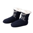 thumbnail image 2 of Lumtrix Women and Men Fuzzy Slipper Socks Fluffy Winter Soft Warm Plush Fleece Boot Indoor Floor Grippers Socks, Thick Heavy Thermal Lined Sherpa Socks Cozy Gift Navy S, 2 of 4