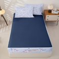 thumbnail image 4 of Metsweet Cute Unicorn Zipper Full Size Comforter Sets with Fitted Sheet and 2 Pillowcases, Rainbow Stars Print Zipper Bedding Set, Pink Purple Blue,4pcs,Navy Blue Reversible, 4 of 6