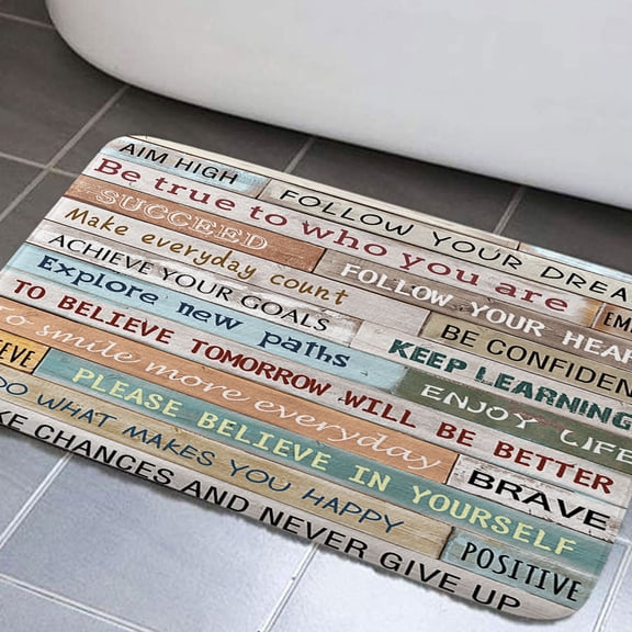 Inspirational Bathroom Rug Mat, Inspirational Motivational Rustic Barn Wood Non-Slip Bath Carpet， Farmhouse Country Vintage Wood Fabric Bath Mats for Bathroom Floor, Tub and Shower Mat(17"X29")