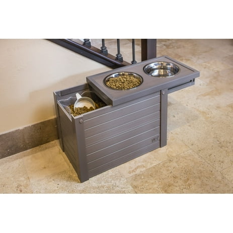 ecoFLEX Raised Dog Bowl Storage Diner, Russet