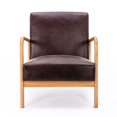 thumbnail image 3 of Knubmt Mid Century Modern Microfiber Accent Chair with Wood Frame, Upholstered Fabric Armchair for Living Room, Bedroom, Office, Dark Brown, 3 of 8