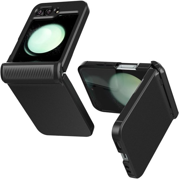 Case for Samsung Galaxy Z Flip 5 (2023) Hinge Protection, Hard PC TPU Hybrid Shockproof Protective Case for Galaxy Z Flip5 - Black