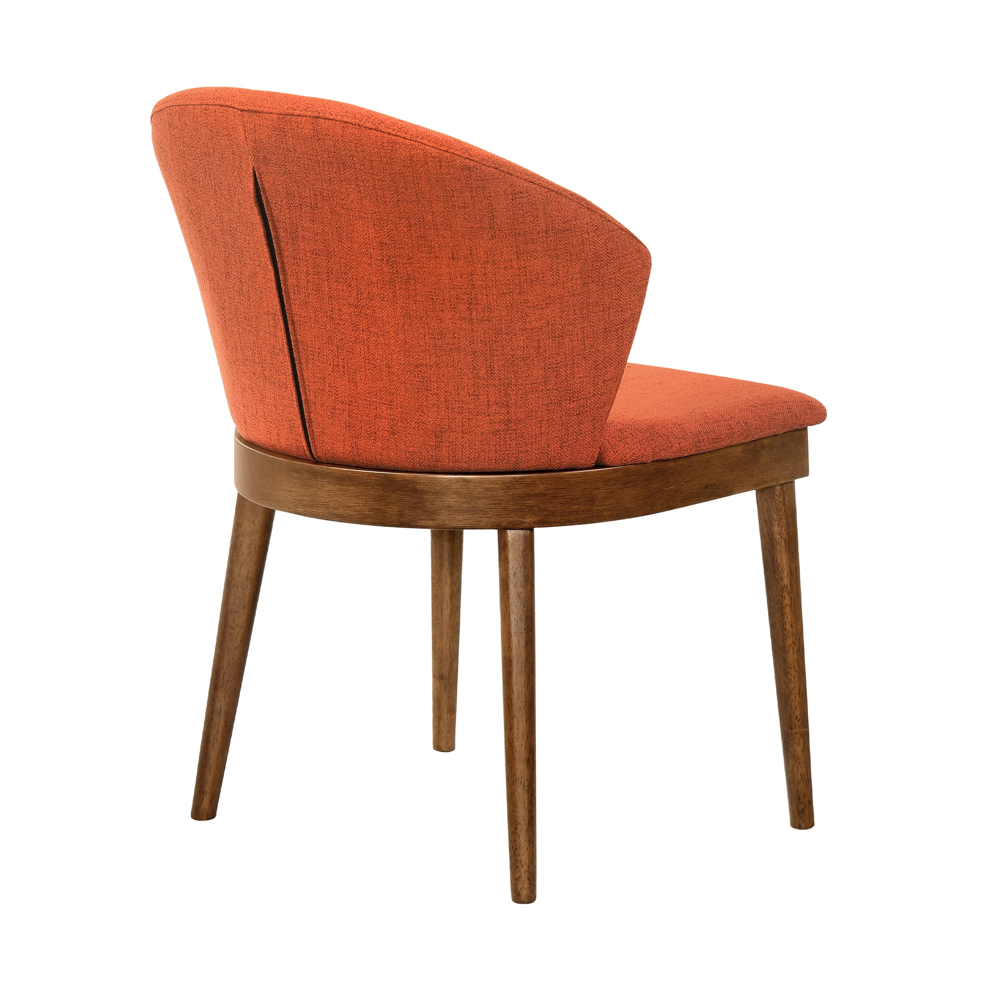 Juno Orange Fabric and Walnut Wood Dining Side Chairs - Set of 2