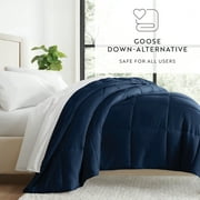 Breathable Cool Comforter All Season Lightweight Down-Alternative Solid Navy Blue for Full/Queen Size Bedding by Comfort Canopy