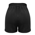 thumbnail image 3 of Lroveb Linen Shorts for Women, Summer Elastic Waist Bermuda Shorts, Womens Casual High Waisted Drawstring Beach Shorts with Pockets Black, 3 of 9