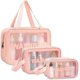 thumbnail image 1 of 3 Piece Waterproof Cosmetic Bag Transparent Travel Set Portable Cosmetic Bag Travel Set, 1 of 5