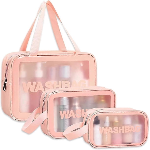 3 Piece Waterproof Cosmetic Bag Transparent Travel Set Portable Cosmetic Bag Travel Set