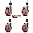 thumbnail image 2 of 5 Inch Red Poly Swivel 1-7/8 Inch Expanding Stem Caster Set 2 Total Lock Brakes, 2 of 2