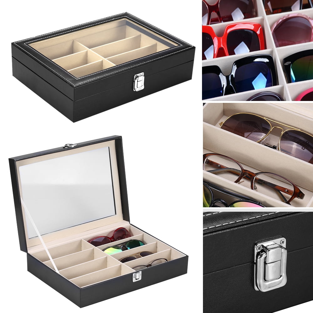 Qiilu Eyeglass Storage Case,8 Slots Eyeglasses Sunglasses Glasses Organizer Portable Storage