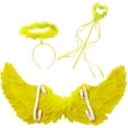 thumbnail image 2 of TiaoBug Angel Feather Wings with Headband Fairy Stick Accessory Set for Themed Party Fancy Dress-up Yellow M, 2 of 3