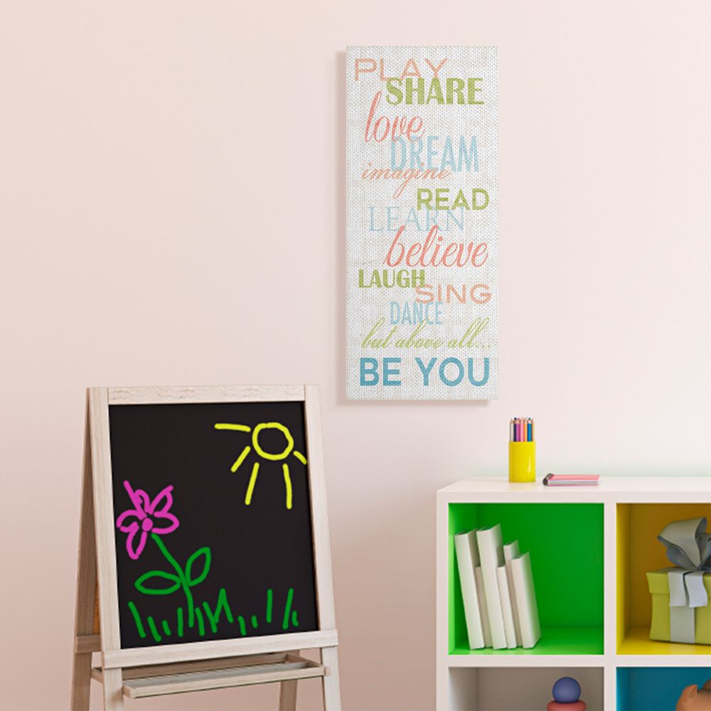 The Kids Room by Stupell Kids Inspirational Word Nursery Green Pink Blue Design Canvas Wall Art by Anna Quach