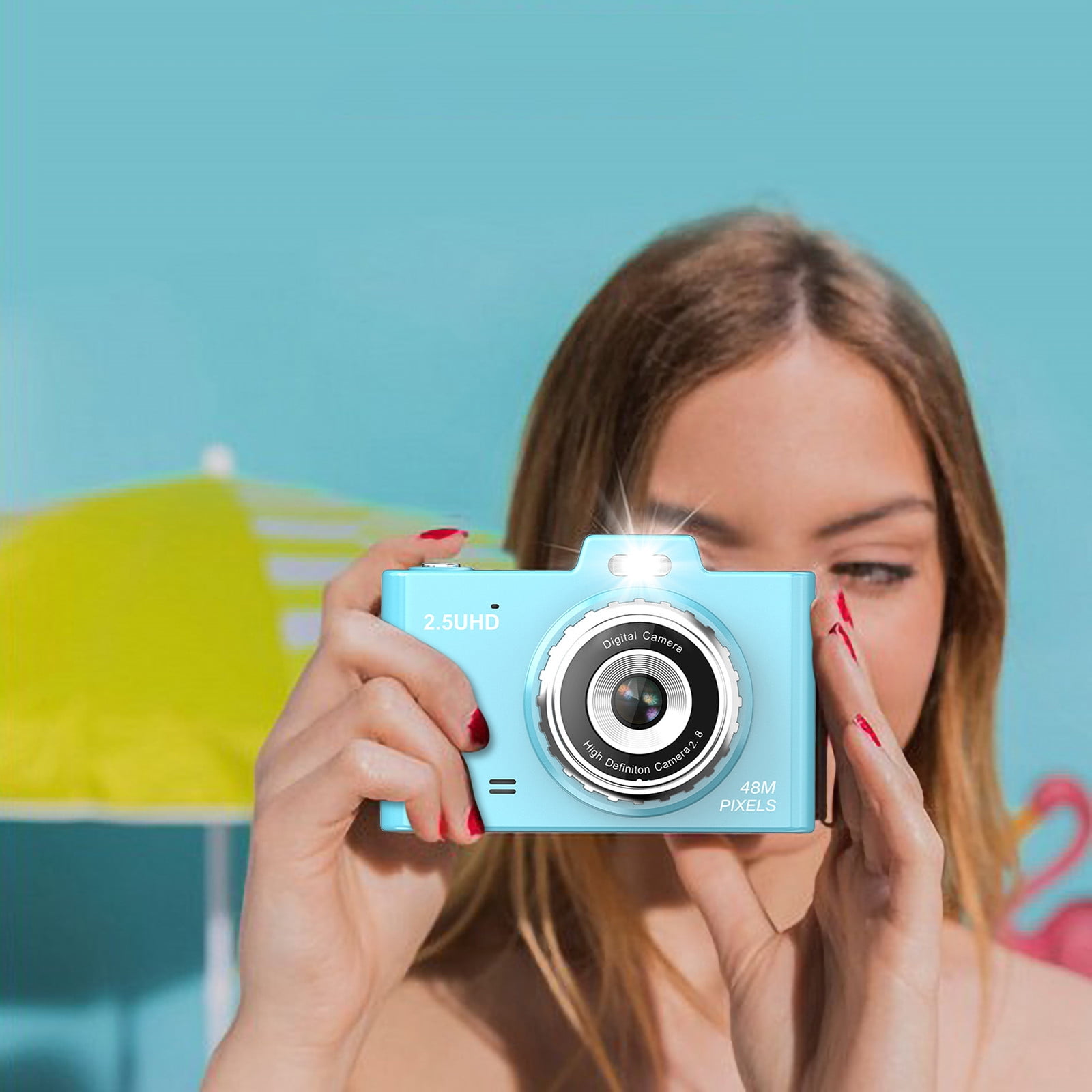 Yarino Digital Cameras for Photography Adults Digital Cameras 2.8-inch 4800W High-definition Large Screen 8X Digital Zoom Capables Of Photos Small Digital Motion Cameras,Light Blue