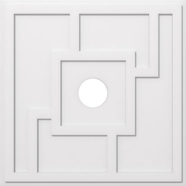 Ekena Millwork CMP38KX-06000 38 in. OD x 6 in. ID Square Knox Architectural Grade PVC Contemporary Ceiling Medallion