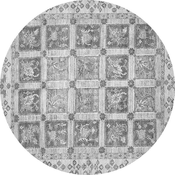 Ahgly Company Indoor Round Abstract Gray Modern Area Rugs, 4' Round